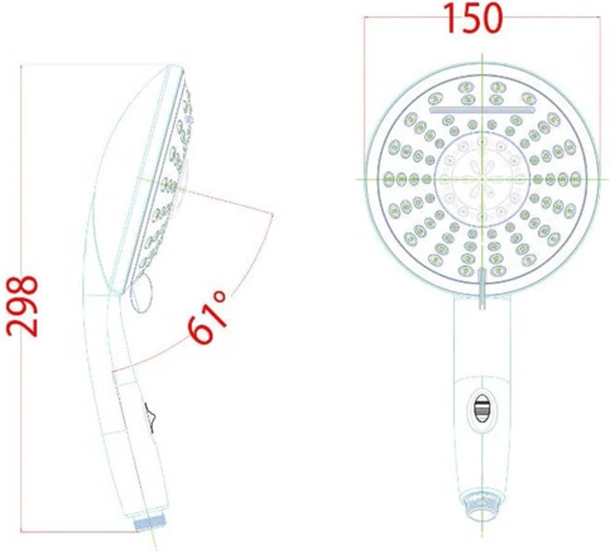 SCHÜTTE Niagara Handdouche - Douchekop Ø 15 Cm - 5 Standen - Watervaluitloop - Waterstop - Chroom 14 SCHÜTTE Niagara Handdouche - Douchekop Ø 15 Cm - 5 Standen - Watervaluitloop - Waterstop - Chroom - Afbeelding 12