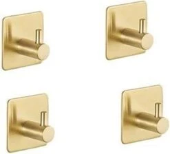 Merkloos Zelfklevende Handdoekhaakjes - Set Van 4 - Goud Kleurig - Voor Badkamer Of Keuken | Handdoekhaakjes Rvs | Handdoekhaakjes Goud Zelfklevend | Handdoekhaak Goud | Handdoek -Badkamer Accessoires Winkel 1200x1087 1