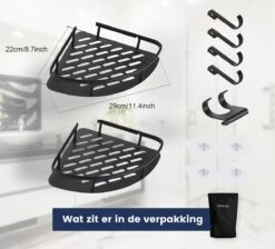 Doucherek Zonder Boren – Badkamer Accessoires – Doucherekje – Douchemand – RVS – Hoekrek – Hangend – Zwart – 2 Stuks -Badkamer Accessoires Winkel 1200x1087 10