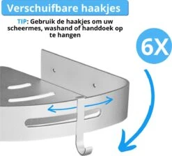 BrandtBergkamp RVS Doucherek 3 Laags – Zonder Boren – Doucherek Hangend – Badkamerrek Zilver -Badkamer Accessoires Winkel 1200x1087 12
