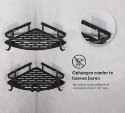 Doucherek Zonder Boren – Badkamer Accessoires – Doucherekje – Douchemand – RVS – Hoekrek – Hangend – Zwart – 2 Stuks -Badkamer Accessoires Winkel 1200x1087 6