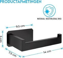 Sanics WC Rolhouder Zonder Boren - Toiletrolhouder Zelfklevend - Closetrolhouder Zwart/RVS -Badkamer Accessoires Winkel 1200x1091