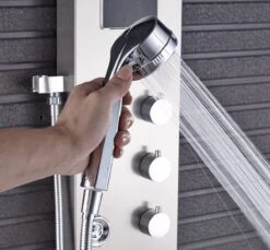 Douchepaneel Met Massage - Regendouche - Massage Jets - Waterval Douche - Met Thermostaatkraan En Handdouche - Zilver - Opbouw - Douchekop - Flanner® -Badkamer Accessoires Winkel 1200x1112 3