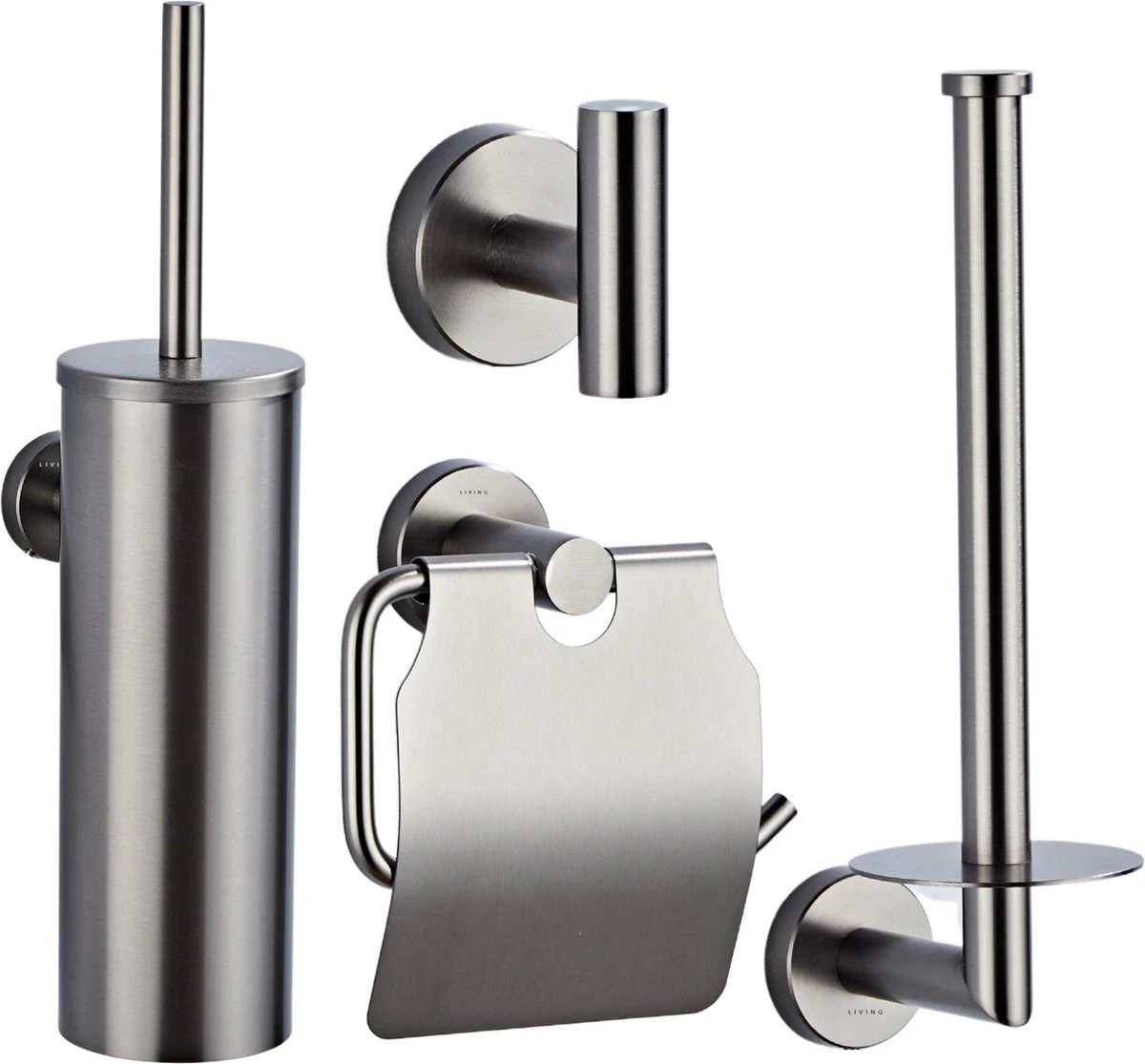 Toiletaccessoireset Gun Metal 4-delig - Luxe Toilet Set - Toiletborstel Met Houder - Toiletrolhouder Met Klep - Reserverolhouder - Handdoekhaak - Gunmetal Badkamer Accessoires 3 Toiletaccessoireset Gun Metal 4-delig - Luxe Toilet Set - Toiletborstel Met Houder - Toiletrolhouder Met Klep - Reserverolhouder - Handdoekhaak - Gunmetal Badkamer Accessoires