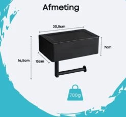 WC Rolhouder - Toiletrolhouder - Zwart - RVS - Zonder Boren - Met Plankje & Bakje - Inclusief Montagemateriaal - Toilet Accessoires - EJC Products -Badkamer Accessoires Winkel 1200x1117