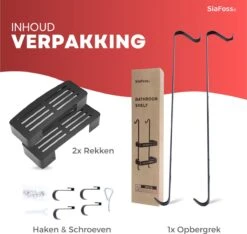 SIAFOSS Doucherek XL Zonder Boren Doucherek Hangend - 100% Stevig - 100% RVS - Hangend Badkamerrekje - Doucherek Aan Douchewand - Badkamer Accessoires - RVS Zwart - 2 Laags - Douchemand -Badkamer Accessoires Winkel 1200x1136 2