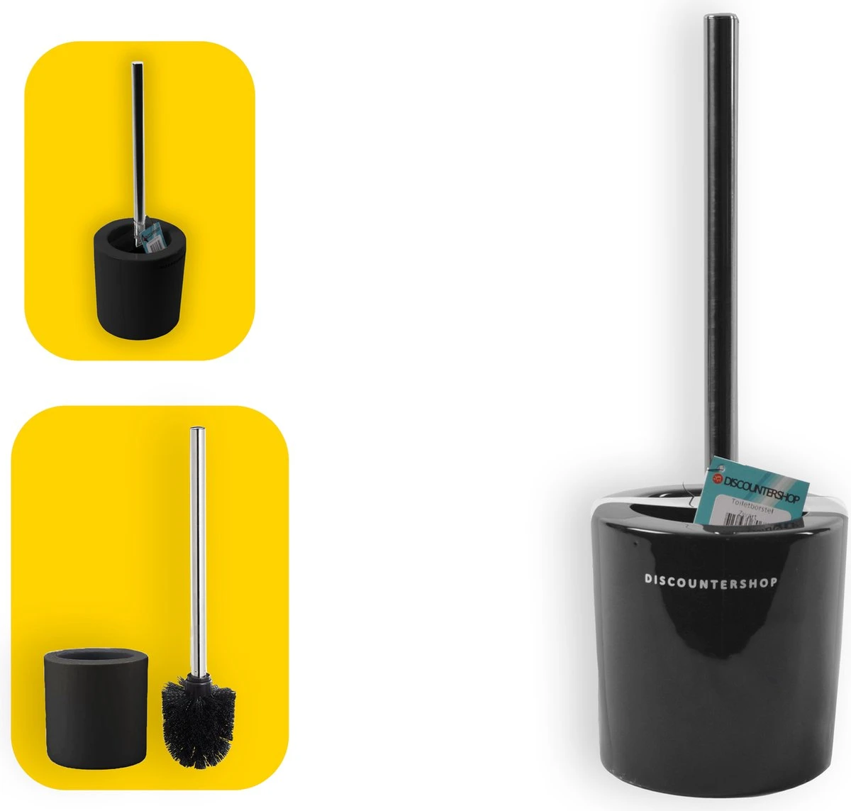 Toiletborstel Met Zwarte Borstel- Keramiek - Zwart - RVS - WC Borstel In Ronde Houder 3 Toiletborstel Met Zwarte Borstel- Keramiek - Zwart - RVS - WC Borstel In Ronde Houder