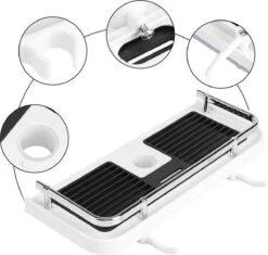 Merkloos Doucherek Zonder Boren –Douchemand- Badkamerrek-Doucheplank- Badkamer Organiser- Doucherek Hangend-Doucherek Zwart – Doucherek Hangend – Badkamer Organizer – Douche Organizer - Doucherekje - Doucherekje Zonder Boren-Zilver-Zwart-Wit -Badkamer Accessoires Winkel 1200x1144 3