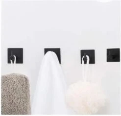 Merkloos Handdoekhaak Set Van 4 Stuks Zonder Boren RVS Zwart Vierkant Zelfklevend Badjas Theedoek Hanger Keuken Badkamer Handdoek Haakjes -Badkamer Accessoires Winkel 1200x1149