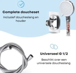 Belliese Doucheset Ionic - Douchekop - Doucheslang - Douchekophouder - Douchekop Met Slang - Waterbesparende Douchekop - Ionische Filter Douchekop - Badkamer Accessoires - Montage Zonder Boren - 5 Standen - Chroom -Badkamer Accessoires Winkel 1200x1153 11
