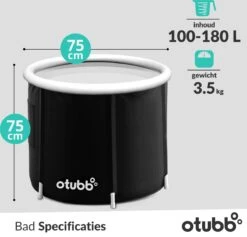 Zitbad | Opblaasbaar Zitbad Voor Volwassenen Van OTUBB | Ofuro | Opvouwbare Badkuip | Inklapbaar | Rond | IJsbad | Zwart | Bath Bucket -Badkamer Accessoires Winkel 1200x1153 18