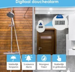 Douchetimer - Douchewekker - Showertimer - Douche Klok - Douchecoach - Met Zuignap - Waterbesparend - Digitaal - 5 Minuten -Badkamer Accessoires Winkel 1200x1153 7