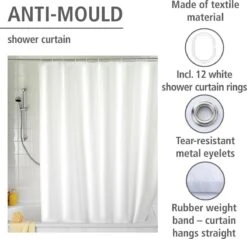 WENKO Anti-schimmel Douchegordijn Uni Wit 180x200cm Polyester Inclusief Ophangringen -Badkamer Accessoires Winkel 1200x1163 9