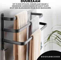 Merkloos Soondsgood Luxe 3 Laags Handdoekrek - Zelfklevend Of Boren - Zwart - Eenvoudige Installatie - Badkamer - Handdoekenrek - Handdoekhouder - 30x14x25cm -Badkamer Accessoires Winkel 1200x1164 6