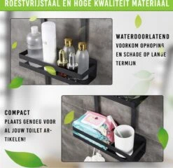 Doucherek Zonder Boren Inclusief Douchewisser - Aan Douchewand - Zwart - Ophangbaar - Zuignap - 2 Laags - Wiper - Shower Rack - Valentijnsdag Cadeau -Badkamer Accessoires Winkel 1200x1165 1