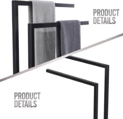 LOMAZOO Handdoekrek Badkamer Zwart - Handdoekenrek Badkamer - Handdoekhouder Staand Roma -Badkamer Accessoires Winkel 1200x1165