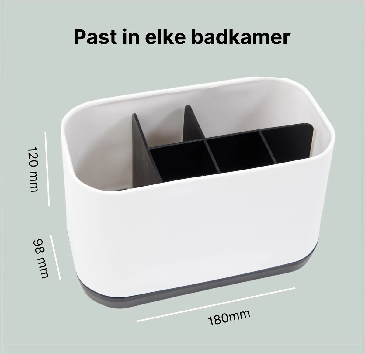 Merkloos Tandenborstelhouder Vrijstaand - Badkamer Organizer Met Lekbak - Badkamer Accessoires - 6 Sorteervakken - Tandenborstel - Wit Met Zwart 7 Merkloos Tandenborstelhouder Vrijstaand - Badkamer Organizer Met Lekbak - Badkamer Accessoires - 6 Sorteervakken - Tandenborstel - Wit Met Zwart - Afbeelding 5