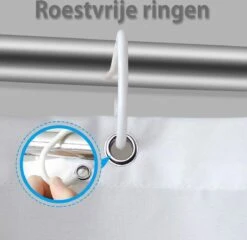 Douchegordijn 120x200 Cm (Small) - Met Ophangringen - Makkelijk Te Bevestigen - Waterdicht - Polyester - Sneldrogend En Anti Schimmel - Wasbaar En Duurzaam - Green Petals -Badkamer Accessoires Winkel 1200x1166 7