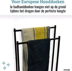 Mmoods XL Handdoekrek 2 Baren Badkamer Zwart - 25 X 50 X 86 Cm - Handdoekenrek Staand Keuken - Handdoekhouder Vrijstaand 2 Dragers -Badkamer Accessoires Winkel 1200x1169 5