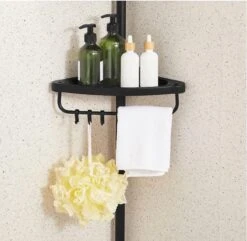 Verstelbaar Doucherek - 85-305 Cm - Van Vloer Tot Plafond - Met 4 Vakken - 3 Haken - Zwart -Badkamer Accessoires Winkel 1200x1172 7