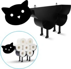 Sanics Reserverolhouder Vrijstaand - Hangend - Wandhouder - Kat - Zwart