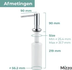 Mizzo Zeepdispenser 300ML - Zeeppompje - Inbouw Keukenblad - Chroom -Badkamer Accessoires Winkel 1200x1173 7