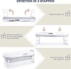 HelloBath Opvouwbaar Zitbad - Bath Bucket - 148cm - 220L - Extra Lang - Incl. Badkussen & Opberghoes -Badkamer Accessoires Winkel 1200x1175 11