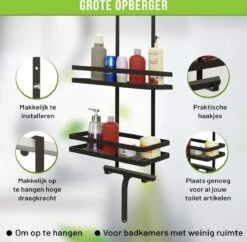 Doucherek Zonder Boren – Doucherek Zwart – Doucherek Hangend – Badkamer Organizer – Douche Organizer - Doucherekje - Doucherekje Zonder Boren -Badkamer Accessoires Winkel 1200x1175 6