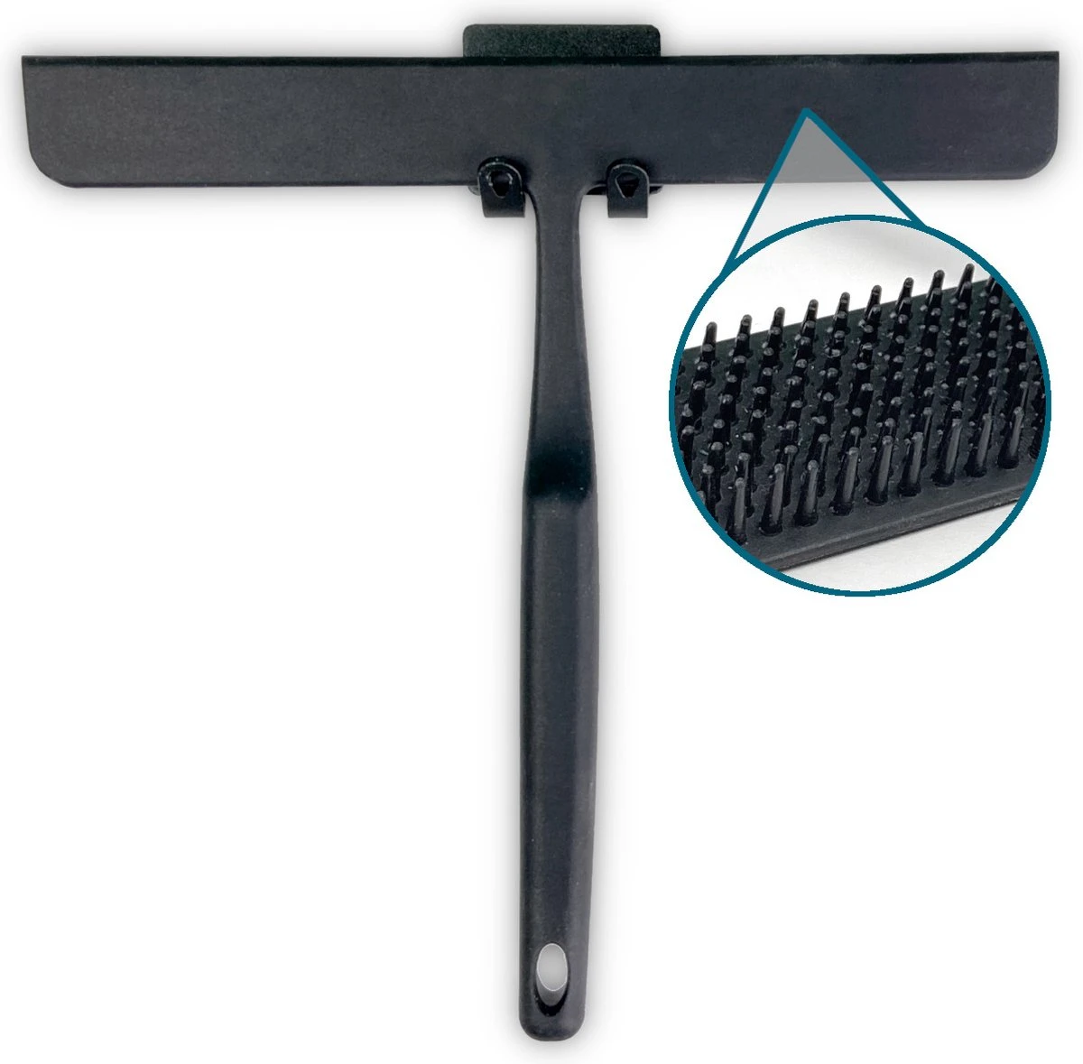 Vannons - Douchewisser Zwart - Douche Trekker Met Zelfklevende Ophanghaak - Met Borstel - Siliconen - Zwart 3 Vannons - Douchewisser Zwart - Douche Trekker Met Zelfklevende Ophanghaak - Met Borstel - Siliconen - Zwart