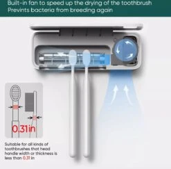 UV-Brush | Tandenborstelhouder Antibacterieel | Steriliserend UV Licht | Hangend | Zwart | Badkamer | Nieuw Model Met Ventilator -Badkamer Accessoires Winkel 1200x1180 2