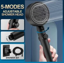 Imperatoris | DoucheSet - Douchekop Met Slang, Houder & Badmuts/Douchemuts - Waterbesparend – Hoge Druk – Regendouche - Zwart Mat -Badkamer Accessoires Winkel 1200x1181 3