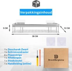 BrandtBergkamp RVS Doucherek 3 Laags – Zonder Boren – Doucherek Hangend – Badkamerrek Zilver -Badkamer Accessoires Winkel 1200x1186 2