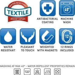 Tatkraft Seagulls - Luxe Waterdicht Douchegordijn - Met GRATIS 12 Ringen - Anti-Schimmel Badkamer Douche Gordijn - Sneldrogend & Anti Schimmel - Wasbaar & Duurzaam Shower Curtain - 100% Polyester - Meeuwen Design - 180X180 CM -Badkamer Accessoires Winkel 1200x1186 5