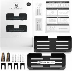 Doucherekje Van Sanicraft® - Doucherekje Zonder Boren - Geschikt Voor Elk Type Muur - Hangend - Roestvrij - 2 Stuks - Zwart -Badkamer Accessoires Winkel 1200x1187 5