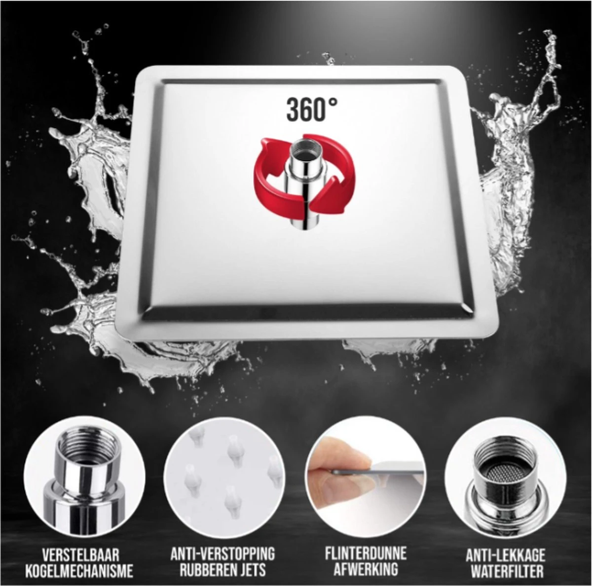 Merkloos Regendouchekop Deluxe | ø 35 Cm | Douchekop Met Slang En Houder | Douchekop | Doucheslang | Douchekophouder | Complete Doucheset | Roestvrij Staal | 360° Draaibaar | Badkamer Accessoires | Elite Pure Chrome Collection 2022 10 Merkloos Regendouchekop Deluxe | ø 35 Cm | Douchekop Met Slang En Houder | Douchekop | Doucheslang | Douchekophouder | Complete Doucheset | Roestvrij Staal | 360° Draaibaar | Badkamer Accessoires | Elite Pure Chrome Collection 2022 - Afbeelding 8