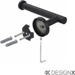 DesignX Toiletrolhouder Zwart - WC Rolhouder - Matte - Papier - Houder - Incl. Schroeven -Badkamer Accessoires Winkel 1200x1194