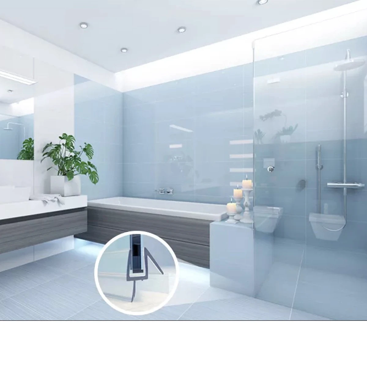 Minismus Douchedeurafdichting Met Waterkering (2 Strips Van 1 Meter, Makkelijk Inkortbaar) - Waterstopper Geschikt Voor Glas Van 6 Tot 8 Mm - Douchedorpel - Lekstrip Voor Horizontale Bevestiging 15 Minismus Douchedeurafdichting Met Waterkering (2 Strips Van 1 Meter, Makkelijk Inkortbaar) - Waterstopper Geschikt Voor Glas Van 6 Tot 8 Mm - Douchedorpel - Lekstrip Voor Horizontale Bevestiging - Afbeelding 13