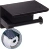 Sanics WC Rolhouder Zwart – Toiletrolhouder Zonder Boren – Met Plankje - Zelfklevend - RVS -Badkamer Accessoires Winkel 1200x1196 2
