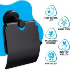 Sanics Toiletrolhouder Zwart Met Klep - WC Rolhouder RVS Inclusief Montage Set - Closetrolhouder -Badkamer Accessoires Winkel 1200x1197