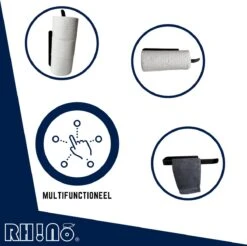 Reserverolhouder | Rh!no | WC-rolhouder | Zwart | Ophangen Zonder Boren Mogelijk| Toiletrolhouder | Plakstrip | 3 Rollen | Rh!no -Badkamer Accessoires Winkel 1200x1197 3