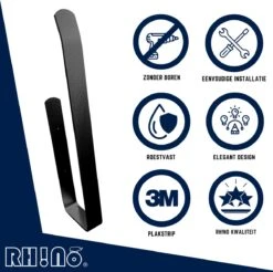 Reserverolhouder | Rh!no | WC-rolhouder | Zwart | Ophangen Zonder Boren Mogelijk| Toiletrolhouder | Plakstrip | 3 Rollen | Rh!no -Badkamer Accessoires Winkel 1200x1197 5