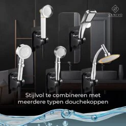 Douchekophouder Zwart Zelfklevend – Verstelbaar – Handdouchehouder – Douchekop Houder Zonder Boren -Badkamer Accessoires Winkel 1200x1198 46