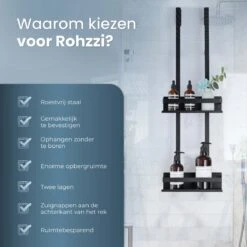 Rohzzi Doucherek Zonder Boren - 30 Dagen Uitproberen - Doucherek Hangend - Badkamer Accessoires - RVS - 2 Laags -Badkamer Accessoires Winkel 1200x1199 8