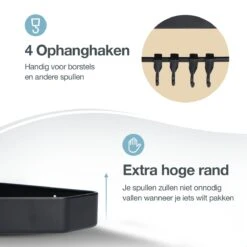 ACE Goods® Doucherek Zwart Hangend – Badkamerrek – Doucherek 2 Laags – Badkamerrekje Hoekrek Douche – Inclusief Haakjes -Badkamer Accessoires Winkel 1200x1200 1006