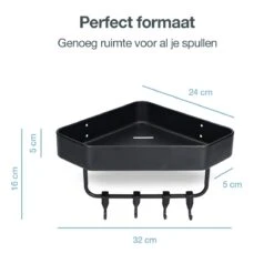 ACE Goods® Doucherek Zwart Hangend – Badkamerrek – Doucherek 2 Laags – Badkamerrekje Hoekrek Douche – Inclusief Haakjes -Badkamer Accessoires Winkel 1200x1200 1011