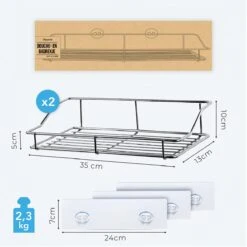 LifeGoods Zelfklevend Doucherek - 2 Stuks - Hangend Badkamer Rekje - Zonder Boren En Schroeven - RVS -Badkamer Accessoires Winkel 1200x1200 1023