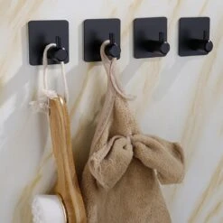 Merkloos Handdoekhaak Set Van 4 Stuks Zonder Boren RVS Zwart Vierkant Zelfklevend Badjas Theedoek Hanger Keuken Badkamer Handdoek Haakjes -Badkamer Accessoires Winkel 1200x1200 103