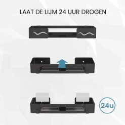 BrandtBergkamp RVS Doucherek 2 Laags – Zonder Boren – Doucherekje Hangend – Badkamerrek Zwart -Badkamer Accessoires Winkel 1200x1200 1034