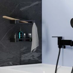 BrandtBergkamp RVS Doucherek 2 Laags – Zonder Boren – Doucherekje Hangend – Badkamerrek Zwart -Badkamer Accessoires Winkel 1200x1200 1037