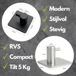 Merkloos Handdoekhaak Set Van 4 Stuks Zonder Boren RVS Zwart Vierkant Zelfklevend Badjas Theedoek Hanger Keuken Badkamer Handdoek Haakjes -Badkamer Accessoires Winkel 1200x1200 104